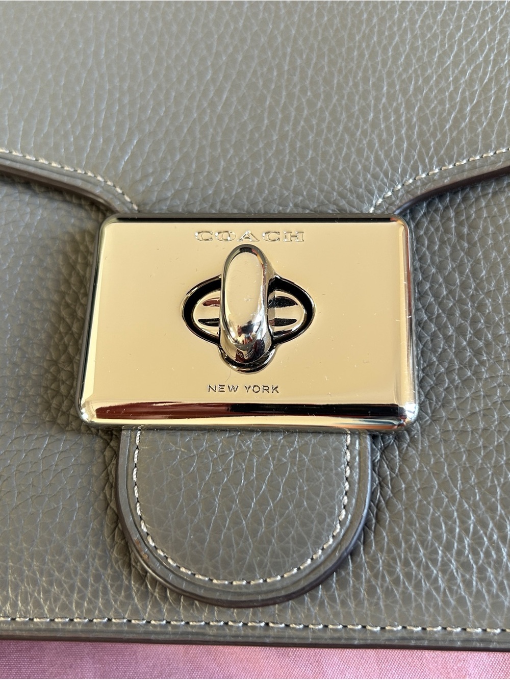 Coach Pebbled Leather Turnlock Shoulder Bag in Gray - Picture 2 of 3